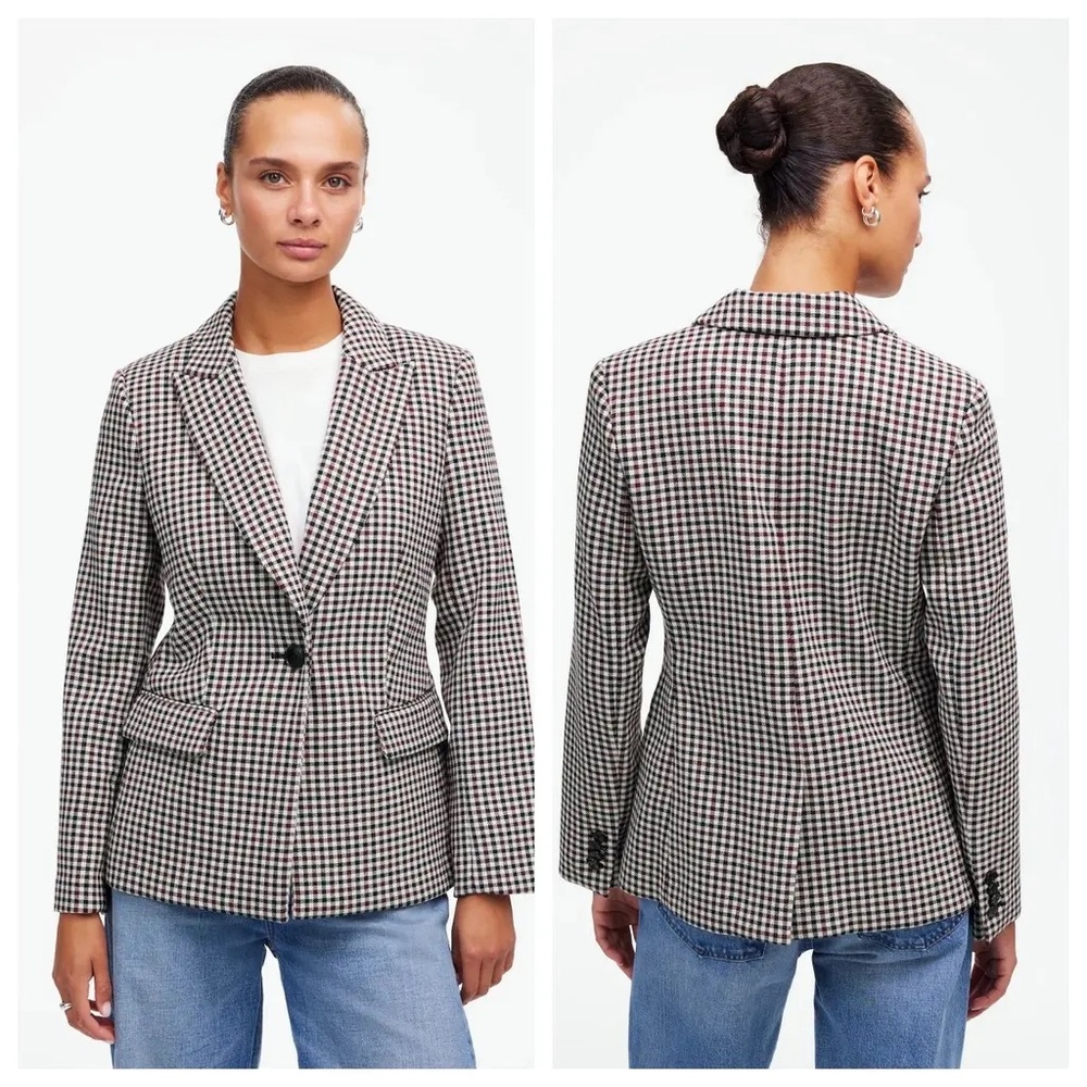 Madewell Houndstooth Single-Button Blazer